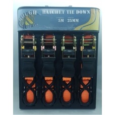 RATCHET TIE DOWN 4PC 5MX25MM ROUGH&TOUGH